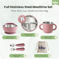 304 Stainless Steel Baby Feeding Set, Pink