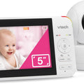 VM924 Pan & Tilt Video Baby Monitor, 5" LCD Screen, up to 17 Hrs Video Battery Life, Plug & Play, 1.33X Zoom, Night Vision, up to 1000Ft Range, Soothing Sounds, 2-Way Talk, Secured Transmission