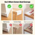 White Baseboard Corners Blocks Self Adhesive, Thickened Rubber Baby Safety Corner Protectors Cushion, Soft Edge Furniture Wall Guards (8 PCS)