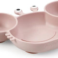 Silicone Plate & Cup Set + Baby Self Feeding Utensil, Divided Suction Plate, Crab Pink