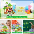 200 Pieces Magnetic Blocks Jumbo Forest Castle, Cute Fun Magnetic Building Blocks Montessori Sensory Stacking Toys for Kids Aged 3 4 5 6 7 8 9 10 11 12 Year Old Boys Girls Gift Christmas
