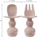Silicone Plate & Cup Set + Baby Self Feeding Utensil, Divided Suction Plate, Crab Pink
