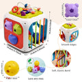 Sensory Montessori Toy for Boys and Girls, 7-In-1 Multi-Function Activity Toy with Shape Sorter and Stacking Blocks, Fine Motor Skills Toy, Easter Birthday