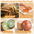 Wooden Play Food, Montessori Toy Food with Pizza Toy, Easter Eggs