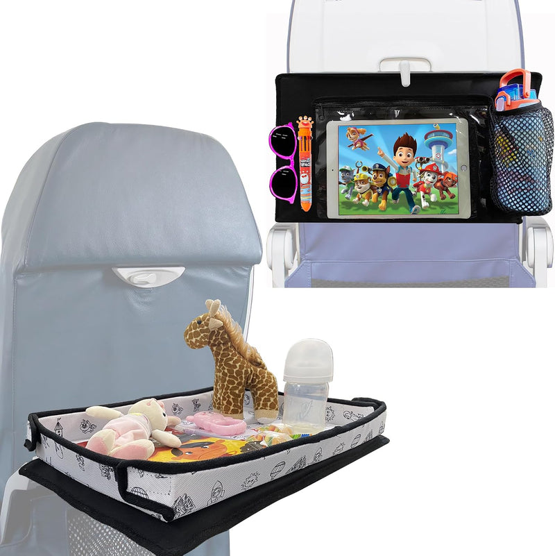 Kids Travel Tray Table Cover,Baby Travel Essentials for Flying, Black&White