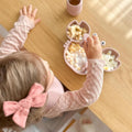 Silicone Plate & Cup Set + Baby Self Feeding Utensil, Divided Suction Plate, Crab Pink
