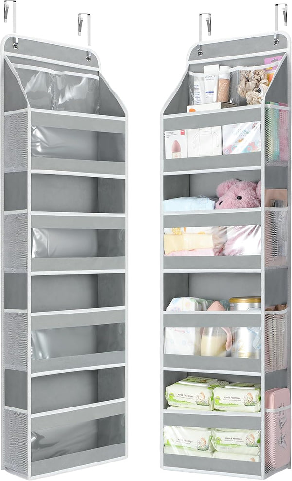 5 Tier 1Pc over the Door Organizer with Clear PVC Windows, Grey