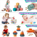 Montessori Baby Toys, 6 in 1 Soft Stacking Blocks & Sensory Set