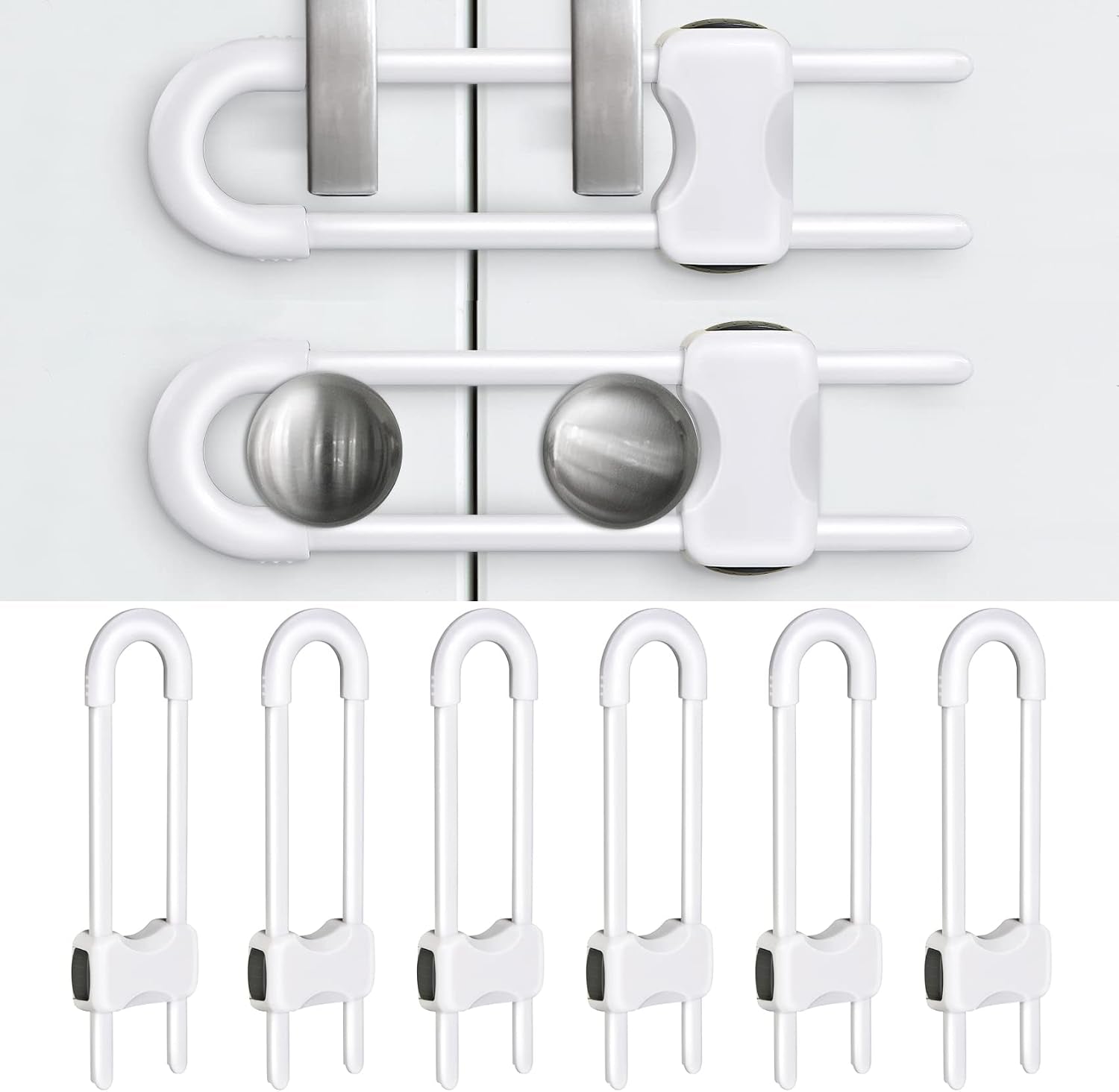 Baby Proofing Cabinets,Cabinet Locks for Babies,6 Pack,White