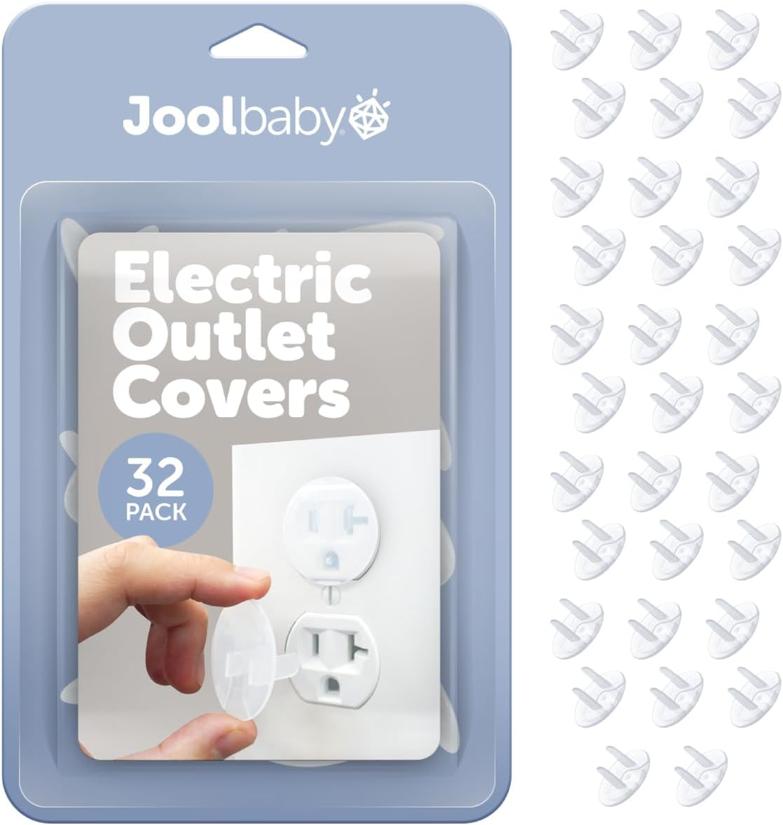 Outlet Plug Covers (32 Pack) Clear Child Proof Electrical Protector Safety Caps - Jool Baby