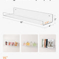 15" Clear Acrylic Shelves Wall Mounted, Display Ledge, 4 Pack