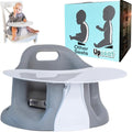 Baby Floor Seat Booster Chair for Sitting up with Removable Tray for Meals and Playtime, Developed with Physiotherapists for Safe and Healthy Hip Development and Posture, Made in Canada (Grey)