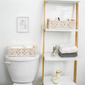 2Pc Macrame Storage Basket, Boho Decor Toilet Paper Holder, Ivory
