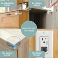 Complete Baby Proofing Kit - Child Safety Hidden Locks for Cabinets & Drawers, Adjustable Safety Latches, Corner Guards and Outlet Covers - Baby Proof Pack to Keep Your Child Safe at Home
