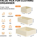 Drawer Organizer Clothes 18 Pack - Foldable Baby Organizers and Storage & Dresser Organizer for Bedroom, Closet - Nursery Organization Dresser Dividers for Underwear, Sock,Bra, Belt, Tie,Cream