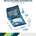 Deluxe Healthcare & Grooming Kit – Baby Essentials Set with 3-In-1 Thermometer, Nasal Aspirator, Nail Clippers, Medicine Dispenser, Brush & Comb, and More - Arctic Blue