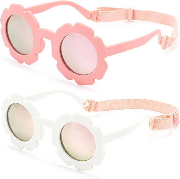 2Pcs Flower Baby Girl Polarized Sunglasses with Strap