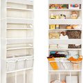 Door Hanging Storage Organizer,With 3 Bins 1 Movable Baby Diaper Caddy,1 Large Capacity Diaper Stacking Storage Organizer,10 Side Pockets,Bedroom Door Storage for Nursery Baby Essentials. (Beige)