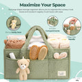 Baby Diaper Caddy Organizer, Baby Organizers and Storage for Changing Table, Babies Shower Gift Basket for Boy &Girl, Nursery Essentials Car Caddy Organizer with Handle, Green Diaper Basket