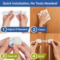 Child Safety Locks (10-Pack)- No Tools or Drilling -Adjustable Size/Flexible -Adhesive Furniture Latches for Cabinets, Drawers, Appliances, Toilet Seat, Fridge, Oven & More (White)