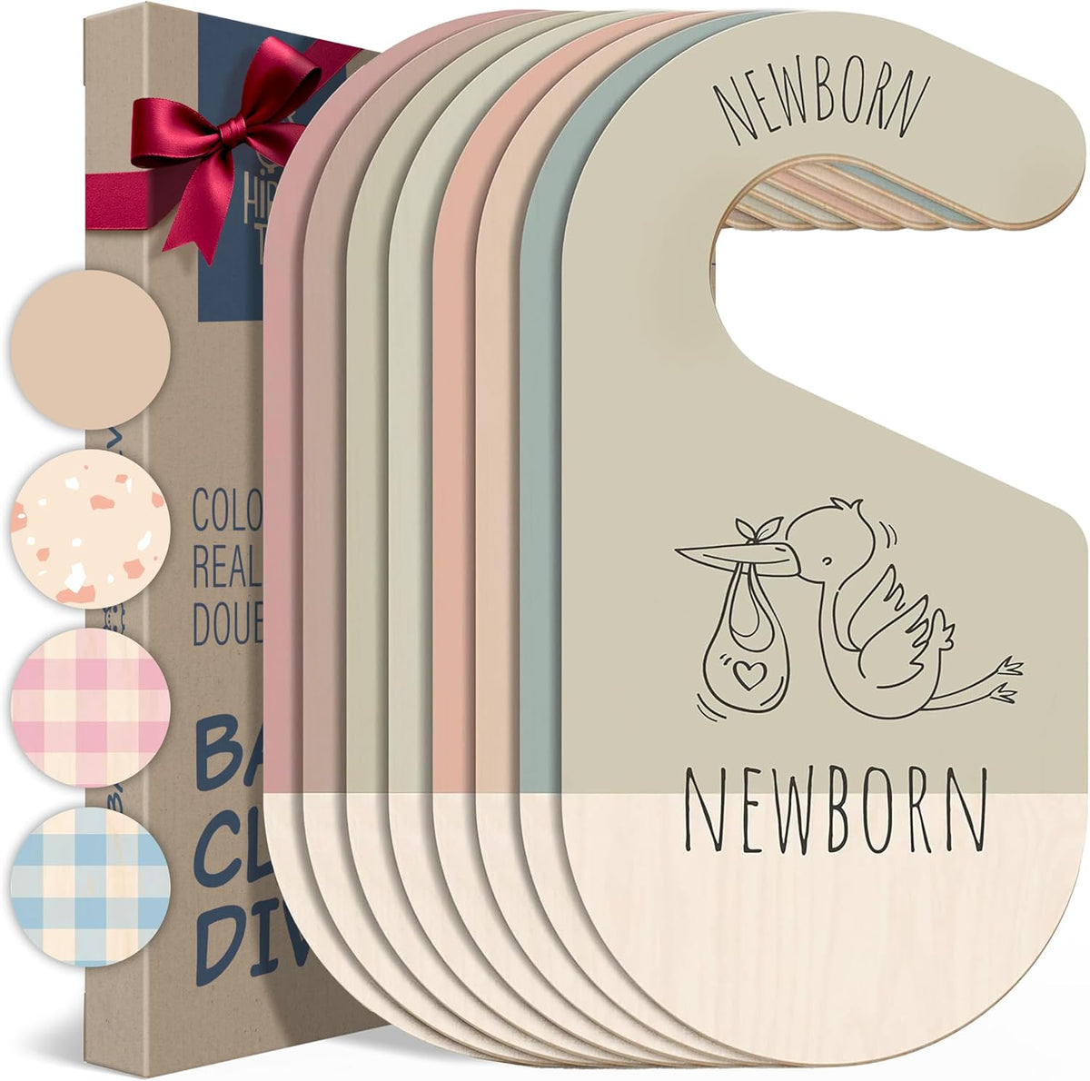 Wooden Baby Clothes Dividers by Size for Neutral Nursery & Closet Decor