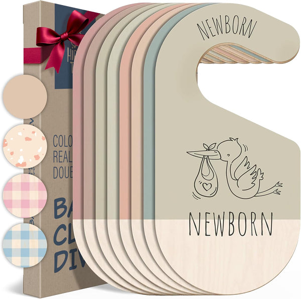 Wooden Baby Clothes Dividers by Size for Neutral Nursery & Closet Decor