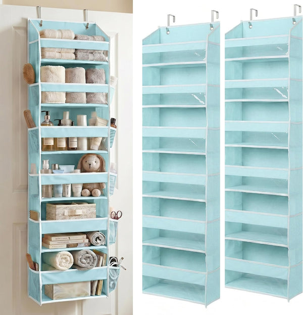 over the Door Organizer, 6-Tier, 100D Fabric, Baby Blue 2Pc
