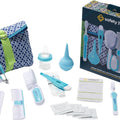 Deluxe Healthcare & Grooming Kit – Baby Essentials Set with 3-In-1 Thermometer, Nasal Aspirator, Nail Clippers, Medicine Dispenser, Brush & Comb, and More - Arctic Blue