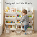 Supersized Toy Storage Organizer with 16 Removable Bins, Natural/White – Large Toy Storage for Toddlers Ideal for Kids' Rooms, Playrooms, and Nurseries - Modern Toy Bins for Kids