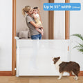 (2 Pack) Retractable Baby Gate,Mesh Baby Gate or Mesh Dog Gate,33.6" Tall,Extends up to 55" Wide,Child Safety Gate for Doorways, Stairs, Hallways, Indoor/Outdoor (White 33.6"X55")