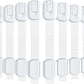 10 Pack Baby Proof Cabinet Locks, Child Safety Drawer Locks with 6 Extra 3M Adhesives, Childproof Cabinet Strap Locks for Drawers, Cupboards, Refrigerators, Adjustable No Drilling