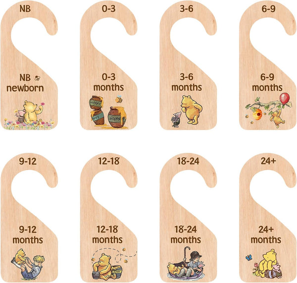 The Pooh Bear Baby Closet Dividers, Baby Clothes Organizer for Baby Nursery Decor Wooden Hanger for Newborn Baby Stuff from 0-24+ Months