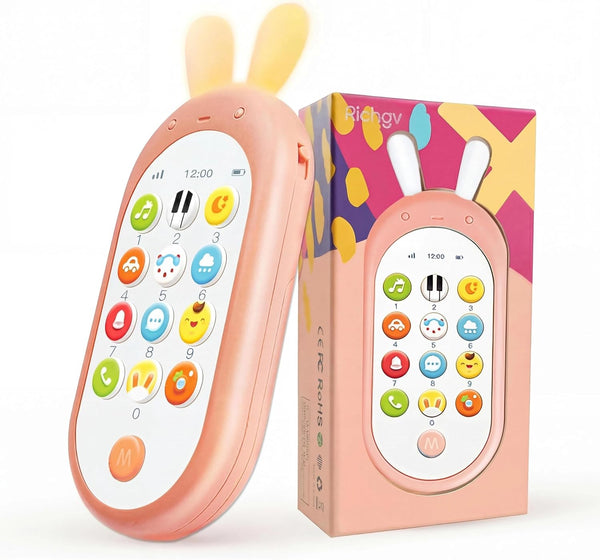1 Year Old Girl Toys,  Baby Pretend Phone Baby Toys 6 to 12 Months with Soft Colour Changing Light, Various Musics Sounds, Interactive Sensory Toys Birthday Gift for Infant Baby Girls 6 Months+