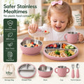 304 Stainless Steel Baby Feeding Set, Pink