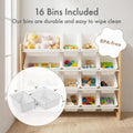 Supersized Toy Storage Organizer with 16 Removable Bins, Natural/White – Large Toy Storage for Toddlers Ideal for Kids' Rooms, Playrooms, and Nurseries - Modern Toy Bins for Kids