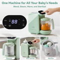 5-In-1 Baby Food Maker with Stainless Steel Steam Basket, Green