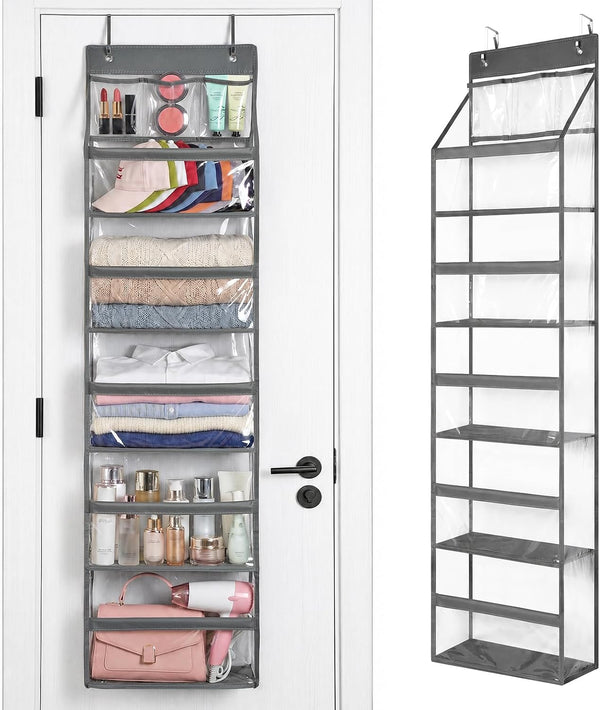6 Tier Clear Door Hanging Yarn Storage Organizer, Grey