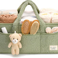 Baby Diaper Caddy Organizer, Baby Organizers and Storage for Changing Table, Babies Shower Gift Basket for Boy &Girl, Nursery Essentials Car Caddy Organizer with Handle, Green Diaper Basket