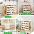 Extra Wide Toy Storage Organizer with Dual Bookshelves, Kids Wooden Shelf with 12 Removable Bins for Books, Toys, Playroom, Nursery, Bedroom, Natural, Large