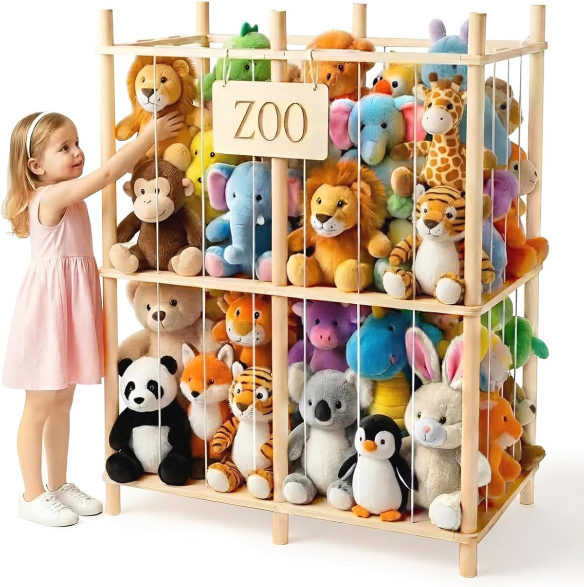 30" Extra Wide Large Stuffed Animal Storage Toy Display Organizer