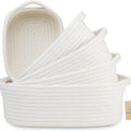 5-Piece Rectangle Storage Basket Set- Cotton Rope Woven Baskets for Organizing! Small Basket for Montessori, Baby Nursery, Dog Toy Baskets, Cat Toy Box, Bathroom Organization Bin