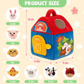 Montessori Farm Toy for Babies, Plush Barn with 7 Soft Animal Toys