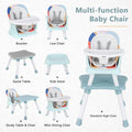 7 in 1 Baby High Chair, Convertible Highchair for Babies and Toddlers, Infant Dining Booster Seat, Building Block Table, Kids Stool Table Chair Set with Removable Tray … (Baby Blue)