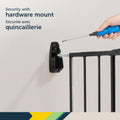 Top of Stairs Expanding Metal Baby Gate – Hardware-Mounted for Stairs, Hallways & Doors, Adjustable 27”-42” Wide, Pet & Dog Gate, Black