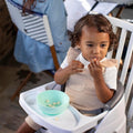 Baby Base 2-In-1 Booster Feeding and Floor Seat with Self-Storing Tray - Slate