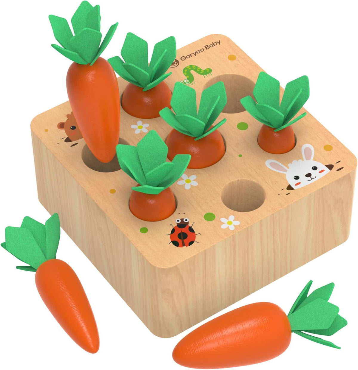 Montessori Carrot Harvest Game Wooden Toys for 1 2 3 Year Old Toddler Gifts