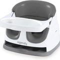 Baby Base 2-In-1 Booster Feeding and Floor Seat with Self-Storing Tray - Slate