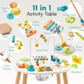 ® Wooden Activity Table for 1 Year Old, 11-In-1 Montessori Learning Table with Bead Maze, Shape Sorter, Fishing Game & More – Sensory Development Toy for Toddlers, Ideal 1St Birthday Gift