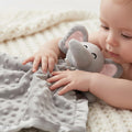 Elephant Security Blanket Grey Soft Baby Lovey Unisex Lovie Gift for Toddler 16 Inch