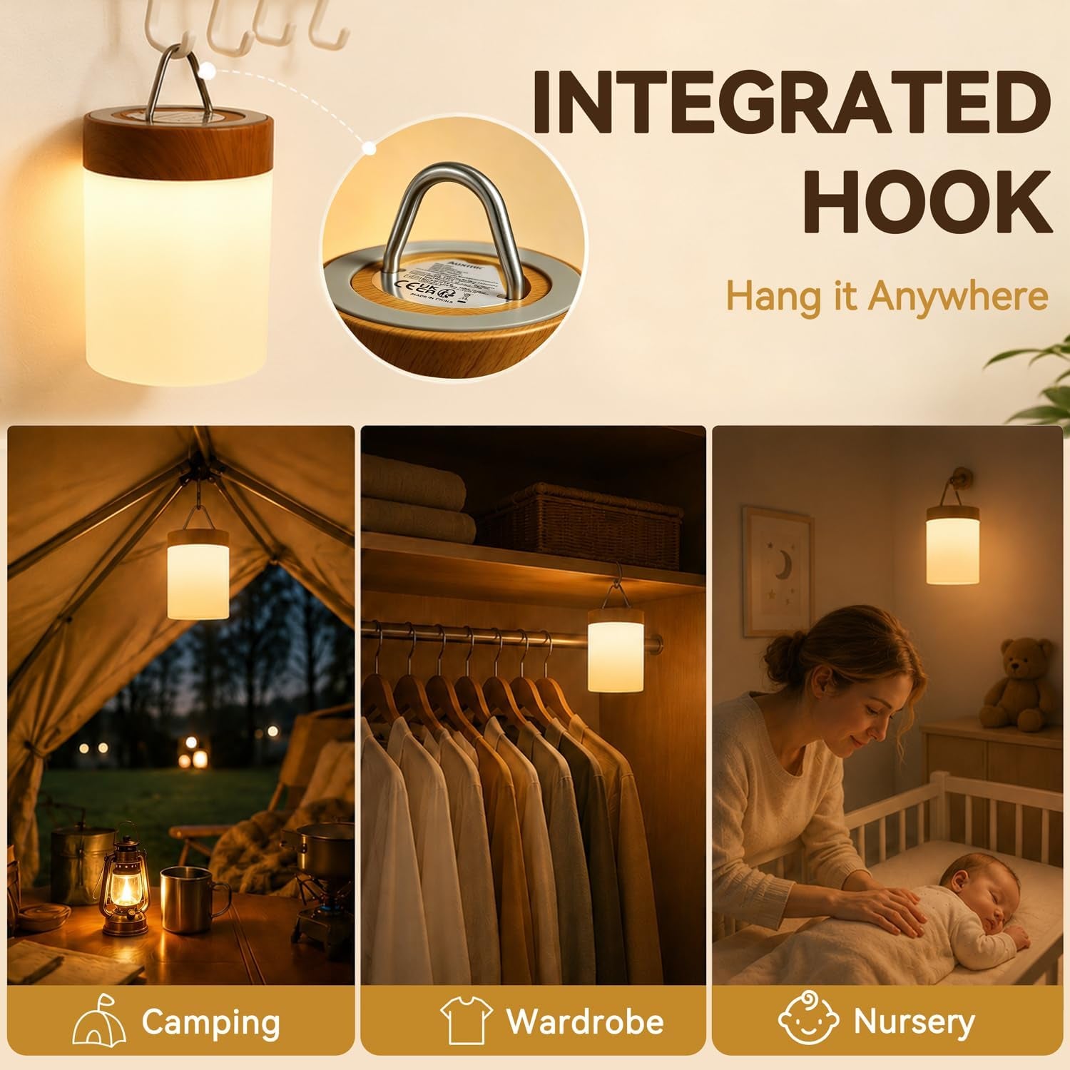 Kids Night Light, Rechargeable LED Bedside Lamp with Touch Control